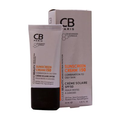 کرم ضد آفتاب SPF50 پوست مختلط تا چرب سی بی پاریس 40 میلی لیتر - بی رنگ | ایرانیان دارو
