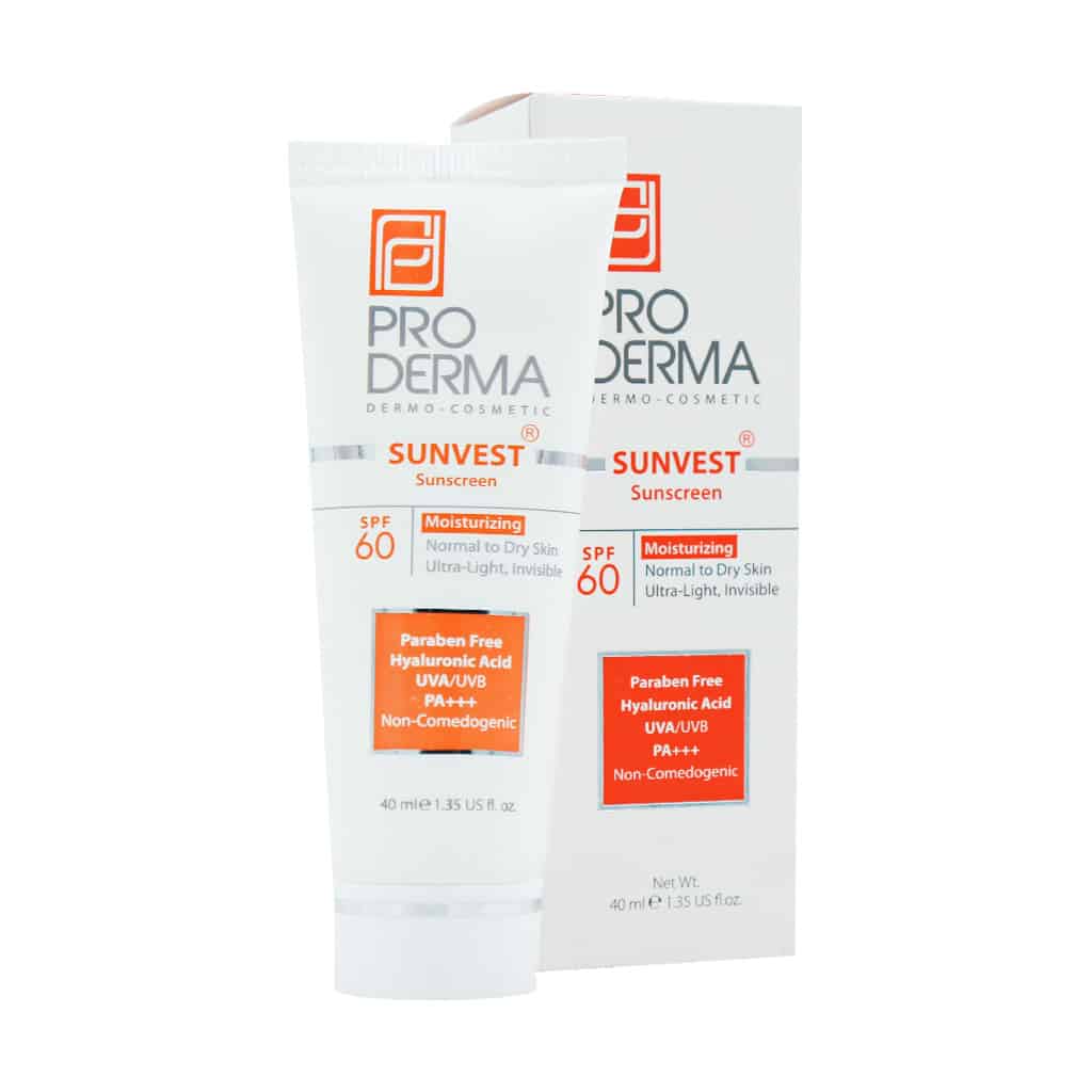 Proderma-Sunvest-Sunscreen-SPF60-Moisturizing-Normal-To-Dry-Skins-40-ml-invisible-1.jpg ضد آفتاب و مرطوب کننده پرودرما SPF60 - colorless | ایرانیان دارو